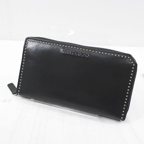 ジミーチュウ Jimmy Choo 長財布 スタッズ ロゴ ブラック 黒 レザー イタリア製 メンズ レディース 077 ベクトルパーク