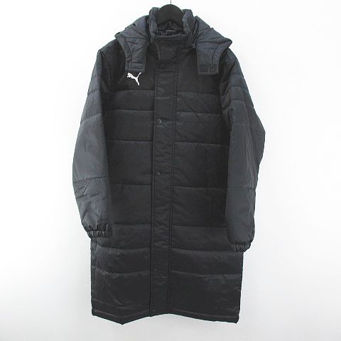 プーマ Puma サッカーウェア ベンチコート 160 黒系 ブラック ロング丈 ジップアップ ロゴ プリント 裏地 キッズ 077 ベクトルパーク