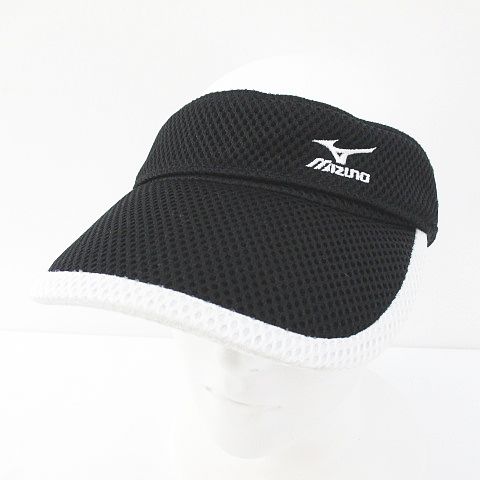 ミズノ Mizuno ゴルフウェア サンバイザー 帽子 F 53 57cm 黒系 ブラック ロゴ 文字 刺繍 メッシュ アジャスター メンズ 077 ベクトルパーク