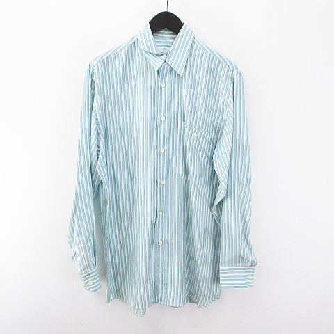 ジバンシィ Givenchy 長袖 ストライプ柄 シャツ 7 青系 ブルー 絹 シルク ボタン メンズ 077 ベクトルパーク