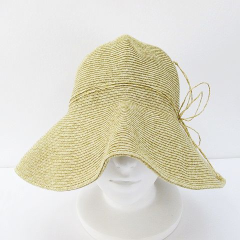 ユニクロ Uniqlo 麦わら帽子 つば広 ペーパーハット One 57cm ベージュ系 リボン アジャスター レディース 077 ベクトルパーク