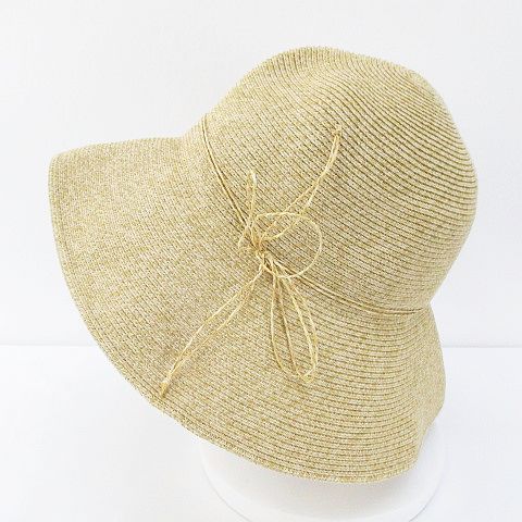 ユニクロ Uniqlo 麦わら帽子 つば広 ペーパーハット One 57cm ベージュ系 リボン アジャスター レディース 077 ベクトルパーク
