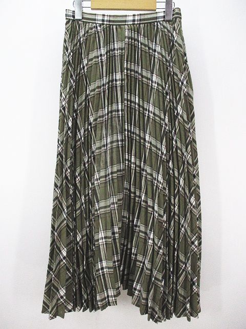 オゾック Ozoc タータンチェック ロング丈 フレアスカート アシンメトリー 38 緑系 カーキ ギャザー 裏地 レディース 077 ベクトルパーク オゾック Ozoc タータンチェック ロング丈 フレアスカート アシンメトリー 38 緑系 カーキ ギャザー 裏地 レディース 077 ベクトルパーク