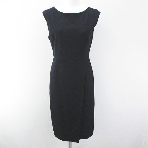 ユナイテッドアローズ United Arrows ノースリーブ 膝丈 ワンピース 麻 リネン 38 紺系 ネイビー 日本製 裏地 無地 レディース 077 ベクトルパーク