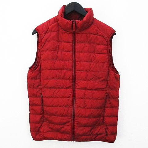 ユニクロ Uniqlo ノースリーブ ジャケット ダウンベスト M レッド 赤 中綿 ジップアップ メンズ 077 ベクトルパーク