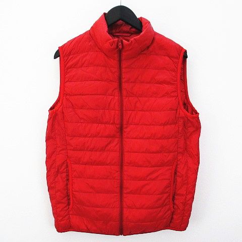 ユニクロ Uniqlo ノースリーブ ジャケット ダウンベスト レッド 赤 中綿 ジップアップ メンズ 077 ベクトルパーク