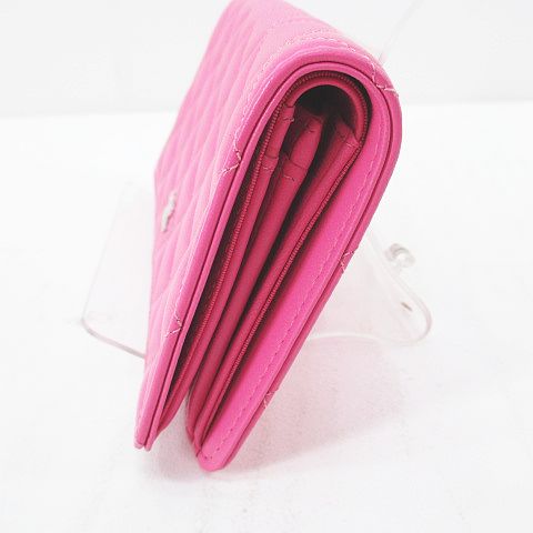 Chanel ピンク レザー キルティング 長財布マトラッセ