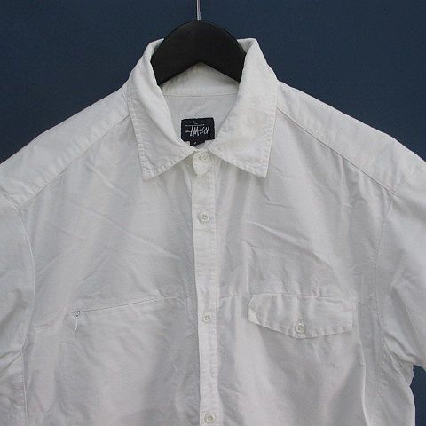 ステューシー STUSSY 半袖 シャツ M 白系 ホワイト 無地 綿