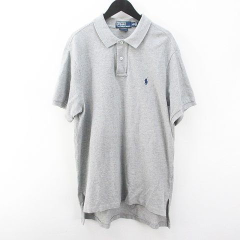 ポロ バイ ラルフローレン Polo by Ralph Lauren 半袖 ポロシャツ XL 灰系 グレー 綿 コットン ワンポイント 刺繍 ステッチ メンズ