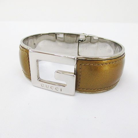 グッチ GUCCI バングル Gロゴ エナメル ブレスレット シルバー系 黄 