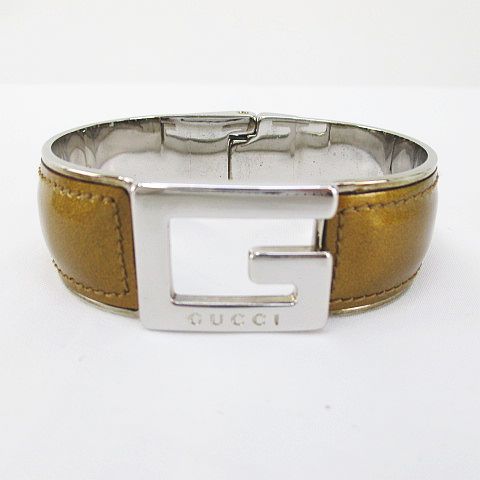 グッチ GUCCI バングル Gロゴ エナメル ブレスレット シルバー系 黄