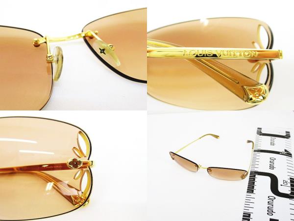ルイヴィトン サングラス レディース Z0307U ゴールド モノグラム Louis Vuitton Brown/Gold Rimless Lily Sunglasses Z0307U