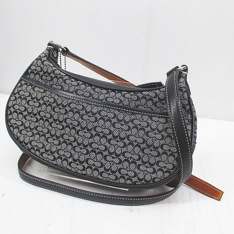 コーチ COACH ミニシグネチャー ショルダーバッグ 6344 ブラック 黒 