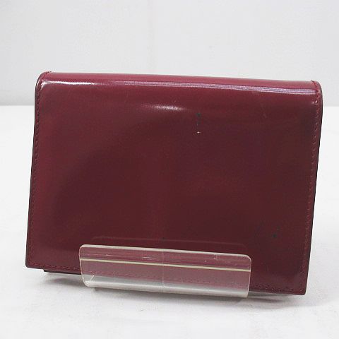 プラダ PRADA エナメル 2つ折り 財布 ロゴ レッド 赤 レザー 