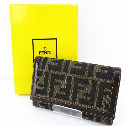フェンディ FENDI ズッカ柄 2つ折り 財布 小銭入れ ブラウン 茶 2559 