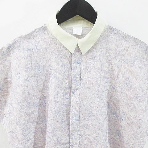 アイアムアイ I Am I 半袖 シャツ 比翼 F 紫系 パープル 日本製 ロールアップ ボタン 綿 コットン 総柄 メンズ 077 ベクトルパーク