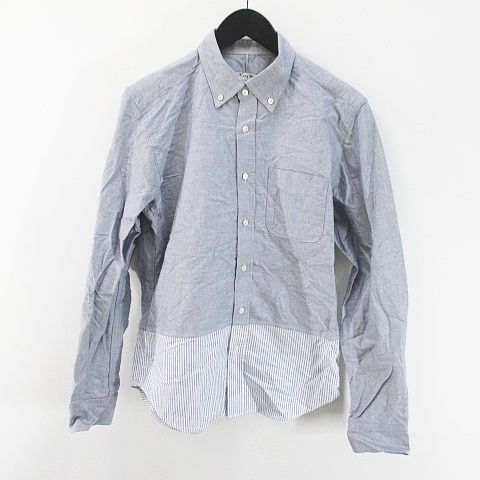 メンズビギ Men S Bigi ストライプ柄 長袖 シャツ ボタンダウン 青系 ブルー 胸ポケット 綿 コットン メンズ 077 ベクトルパーク