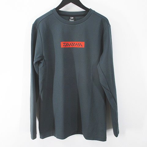 未使用品 ダイワ Daiwa 釣り フィッシングウェア De 9321 ロングスリーブミドルシャツ L 緑 ダークグリーン系 プリント ロゴ 文字 タグ付き メンズ 077 ベクトルパーク