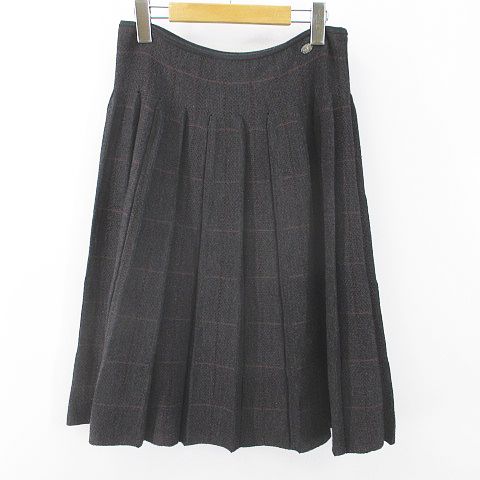 シャネル CHANEL P26686V00001 膝丈 フレアプリーツ スカート 38 灰系  