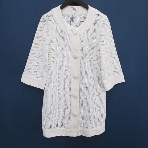 ミリー milly 七分袖 ノーカラーコート 薄手 カーディガン ミディアム 