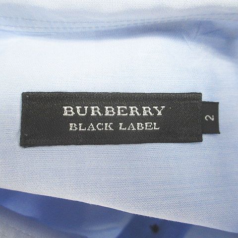 【BURBERRY BLUE LABEL】半袖シャツ ロゴボタン ブラック L BURBERRY BLUE LABEL】半袖シャツ ロゴボタン ブラック L