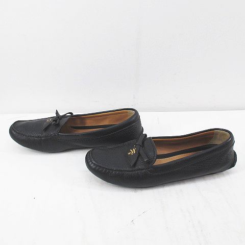 プラダ PRADA ドライビングシューズ ローファー 38 ブラック 黒 レザー 