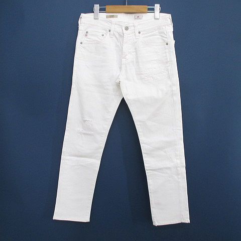 エージー Ag デニム パンツ ジーンズ ジップフライ 28 白系 ホワイト アメリカ製 ダメージ加工 綿 コットン メンズ 077 ベクトルパーク