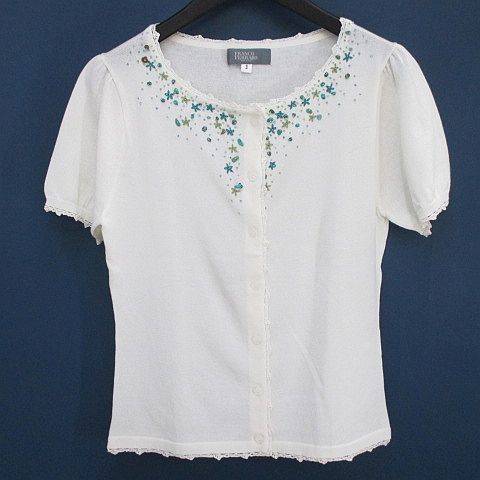 定価3万超　未使用品✨ フランコフェラーロ　ビジュー　半袖　ニット　サイズ3 フランコフェラーロ 半袖 ニットセーター 定価3万超 未使用品