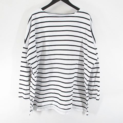 ユニクロ Uniqlo 長袖 ボーダー カットソー L 白系 ホワイト ボートネック 綿 コットン メンズ 077 ベクトルパーク