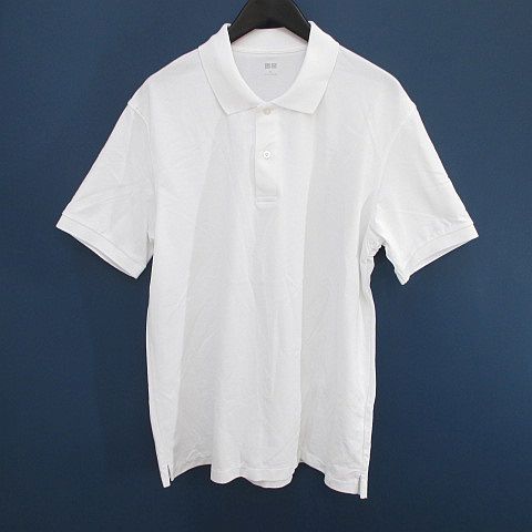 ユニクロ Uniqlo 半袖 ポロシャツ カットソー Xl 白系 ホワイト リブ 綿 コットン 無地 メンズ 077 ベクトルパーク