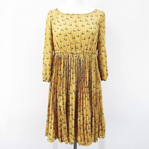 エージーバイアクアガール Ag By Aquagirl 白鳥柄 膝丈 プリーツワンピース ワンピース ミニ丈 ベージュ系 裏地 ワールド レディース 077 ベクトルパーク