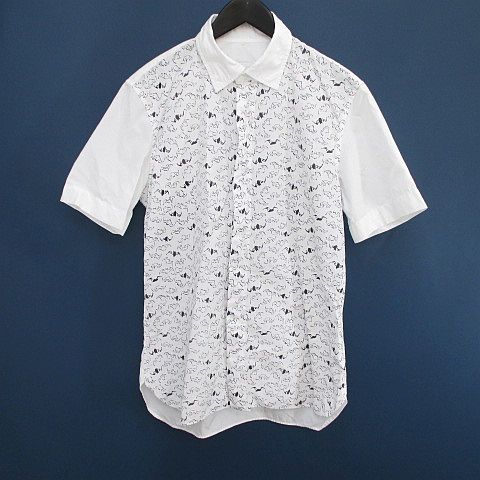 ジルサンダー JIL SANDER 半袖 シャツ 比翼 39 白系 ホワイト 