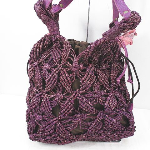 mixage ミクサージュ かごバッグ フラワーモチーフ ビーズ パープル