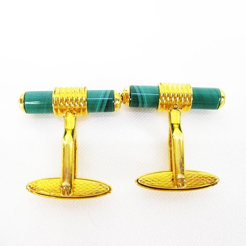 dunhill カフス マラカイト 美品】dunhill ダンヒル カフス マラカイト