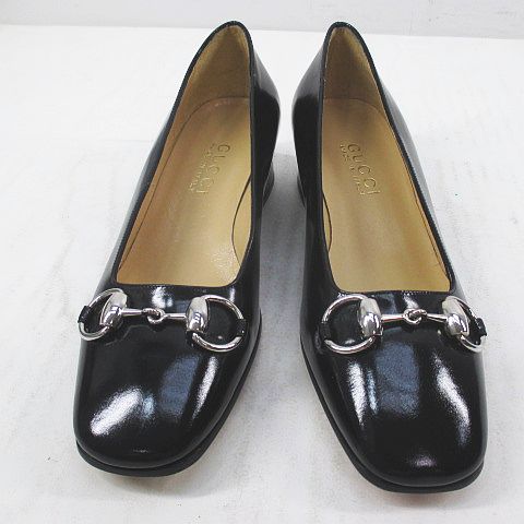 グッチ GUCCI パンプス スクエアトゥ ホースビット シルバー金具 35.5C 