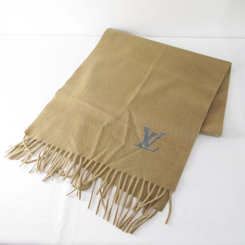 ルイヴィトン LOUIS VUITTON マフラー ストール キャメル系 フリンジ 