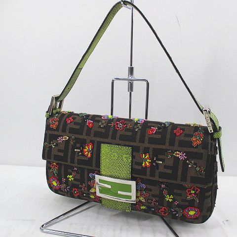 フェンディ FENDI ビーズ刺繍 マンマバケットショルダーバッグ ズッカ  