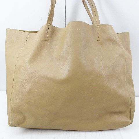 セリーヌ CELINE ホリゾンタルカバ トートバッグ ロゴ ベージュ レザー 
