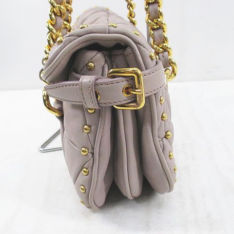ミュウミュウ miumiu チェーンショルダーバッグ スタッズ ゴールド金具