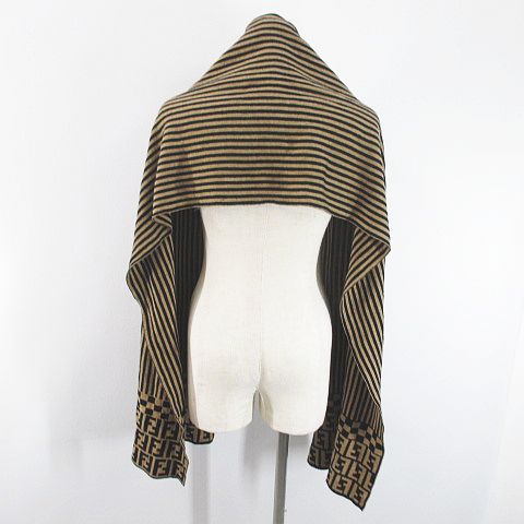 フェンディ FENDI ズッカ柄 ストライプ柄 マフラー ストール ニット 42  