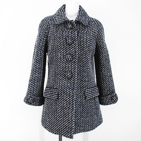 シャネル CHANEL P52319V39081 ツイードコート ミドル丈 38 ブラック  