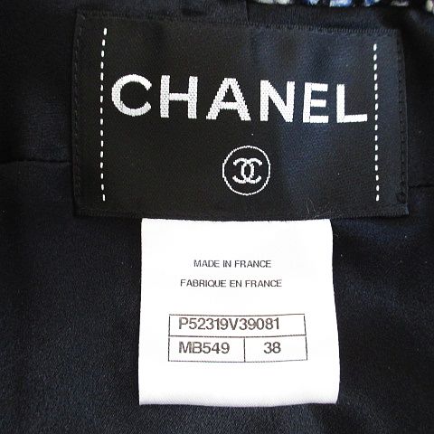 シャネル CHANEL P52319V39081 ツイードコート ミドル丈 38 ブラック  