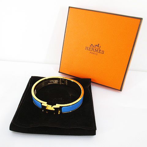 エルメス HERMES クリック H ブレスレット バングル ゴールド ブルー 