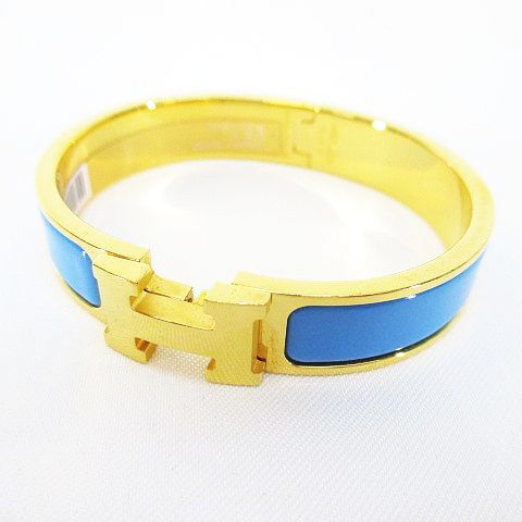 エルメス HERMES クリック H ブレスレット バングル ゴールド ブルー 