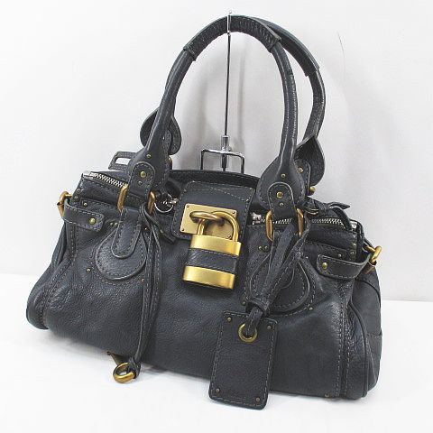 クロエ CHLOE パディントン ハンドバッグ トートバッグ グレー レザー  