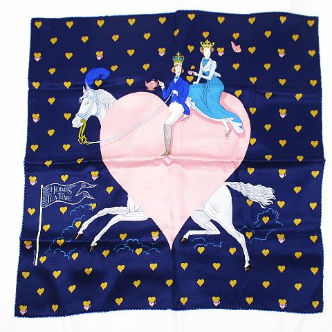 HERMES カレ70 スカーフ シルク ティータイム マリン/ビューローズ