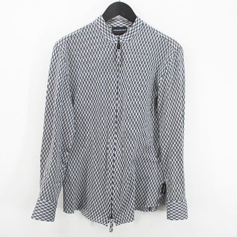 EMPORIO ARMANI ジップアップ デザインシャツ ホワイト S EMPORIO ARMANI ジップアップ デザインシャツ ホワイト S
