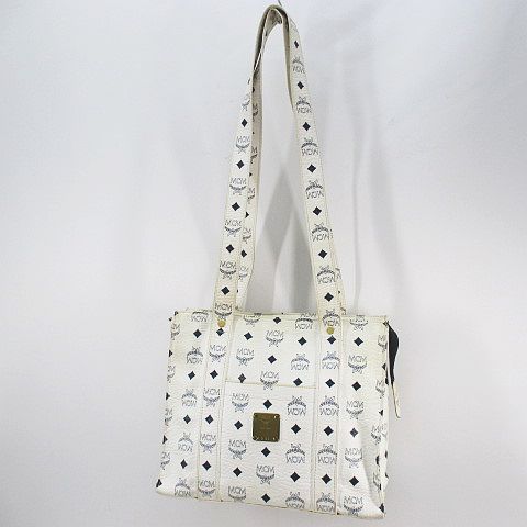 MCM ホワイトレザー ショルダーバッグ