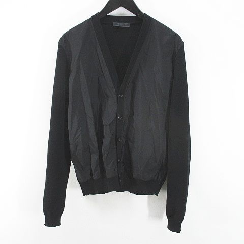 プラダ PRADA SMC381 カーディガン ニット 46 黒系 ブラック ボタン 
