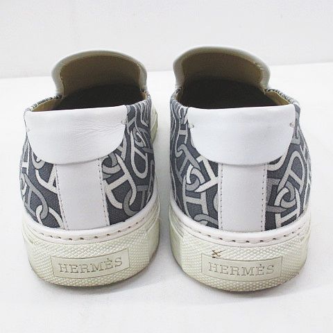 エルメス HERMES スニーカー シェーヌダンクル キャンバス スリッポン  